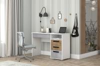 МС "Юпитер". Стол компьютерный Белый Текстурный, Дуб Крафт Золотой, Бетонный Камень, ширина 110 см