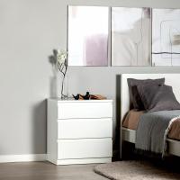 Комод КАСТОР, 3 ящика, 65х40х71 см, белый, ширина 65 см для спальни или прихожей