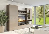 Гостиная Ненси 1, цвет Венге/Капучино глянец ширина 280 см стенка для тв зоны, со шкафом и полками, под телевизор