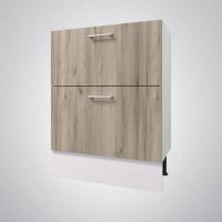 Кухонный модуль Европа Стол 80 - 2 ящика, цвет Серый крафт, ширина 80 см, для хранения широкий, напольный