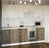 Кухонный гарнитур Сиена компакт 2200мм прямая ширина 220см цвет Дуб грей/Бетон темный/сосна с ящиками тумбой под врезную мойку