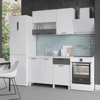 Кухня Trend 1300, цвет Белый / Белый эмалит-Холст вулкан МДФ, ширина 130 см, для дома, с полками и выдвижными ящиками