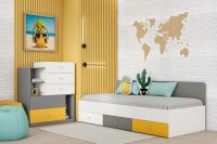 Молодежная Клео набор 4 Графит Миндаль Солнечный, ширина 295 см, комплект мебели, в подростковую, в детскую, в спальню