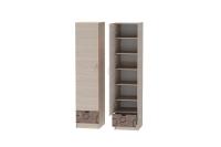 Пенал Бриз МДФ Шоколад глянец/Ясень светлый квадрат, ширина 45 см, с полками, в кабинет, в спальню