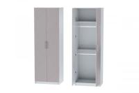 Шкаф 2 с фасадом Иннэс 7 ширина 80 см, Грэй софт и Белый ЛДСП, распашной, в гостиную, в спальню