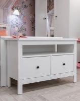 Тумба САГА, 2 ящика, 91х42х63 см, белая, ширина 91 см на ножках, напольная с полкой