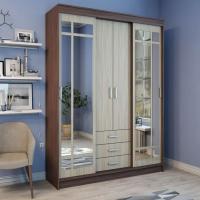 Шкаф-купе Лорд 1700х580х2200 Ясень шимо светлый/темный, ширина 170 см, с полками, напольный, ЛДСП