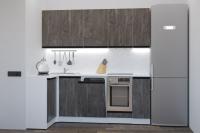 Кухонный гарнитур Ноктюрн прайм 400 1100*2000, цвет Бетон темный, угловой, модульный, со столешницей, с полками, с выдвижными ящиками