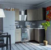 Кухонный гарнитур Светлана прайм 1200*1400мм угловая ширина 120*140см цвет Ясень шимо светлый/Берилл бежевый/венге с ящиками, полками