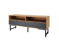 Тумба ТВА имеет две открытые ниши и выдвижные ящики цвет Дуб Крафт золотой/Графит/МЕТАЛЛ Графитовый Муар ширина 151,6 см