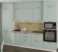 Кухонный гарнитур Лиора экстра 3000мм прямая ширина 300см цвет сумерки/белый/дуб бунратти, выдвижные ящики, пенал