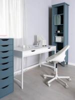 Стол письменный на металлических ножках ГУД ЛАКК Ингар Д 132 х 58 х 76 см, белый, ширина 132 см с ящиками для ноутбука, учебный, для косметики