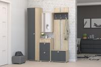 Прихожая комплект "Монако-2" Дуб сонома / Графит, Набор, с обувницей, со шкафом, с зеркалом, в коридор / ширина 165 см