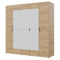 Шкаф 5ств 2000 Бостон с зеркалом 400, цвет Крафт золотой (8 ящиков+полки М+штанга)