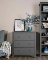 Комод САГА, цвет Серый, ширина 92 см, с выдвижными ящиками, напольный на ножках для спальни или прихожей