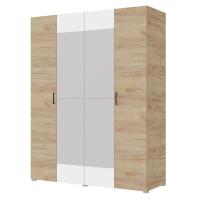 Шкаф 4ств 1800 Бостон с зеркалом 450, цвет Крафт золотой/Белый (4 ящика+штанга)