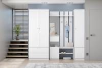 Комплект прихожей МС Кэт 1 набор 5 Белый ЛДСП, ширина 220 см, комплект мебели для прихожей, шкаф, комод