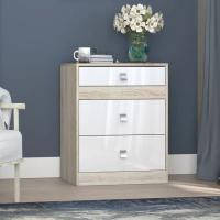 Комод "Галактика", Цвет Дуб сонома/ Белый глянец, ширина 63 см, 3 ящика, для вещей