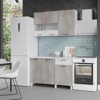 Кухня Trend 1300, цвет Белый / Белый эмалит-Бетон лайт МДФ, ширина 130 см, для дома, с полками и выдвижными ящиками