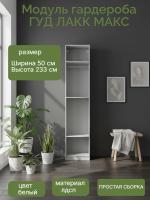 Модуль гардероба МАКС, 50х58х233 см, белый, ширина 50 см для спальни и гардеробной комнаты, для вещей, корпус шкафа со штангой