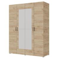 Шкаф 4ств 1800 Бостон с зеркалом 400, цвет Крафт золотой (4 ящика+штанга)