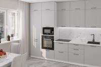 Кухонный гарнитур прямой Шелли экстра 3 300 см цвет Белый/Шиншила серая ширина 300 см ЛДСП с тумбой под мойку со столешницей с полками с выдвижными ящиками