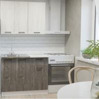 Кухонный гарнитур Сиена мини 1000мм прямая ширина 100см цвет Дуб грей/Бетон темный/сосна с выдвижными ящиками, полками