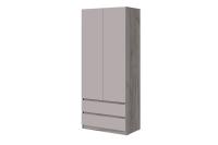 Шкаф распашной МС "Соната", ширина 90 см, Цвет Дуб Крафт Серый, Кашемир, двухдверный, с полками, со штангой, с ящиками