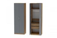 Шкаф 3 с фасадом Иннэс 7 ширина 80 см, Графит и Дуб Крафт золотой, распашной, в гостиную, в спальню