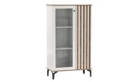 Шкаф комбинированный 51.03 Либерти (опора метал. h 150 мм), Белый / дуб каньон, ширина 82 см, универсальный, с полками, со стеклом