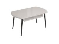 Стол журнальный Ст097 имеет современный дизайн с изящными чёрными ножками и вместительной открытой нишей цвет Белый Глянец/Белый Бриллиант/МЕТАЛЛ Черный Муар ширина 90 см