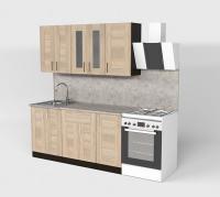 Кухонный гарнитур Ника стандарт 1600, цвет Квадро дуб сонома, ширина 160 см, прямой, модульный, со столешницей, с ящиками, с полками