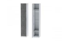 Шкаф 1 с фасадом Иннэс 7 Бетон графит и Белый ЛДСП, ширина 40 см, распашной, пенал, в гостиную, в спальню