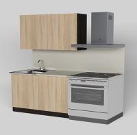 Кухонный гарнитур Симона мини 1000мм прямая ширина 100см цвет дум сонома/берилл бежевый/венге с полками, тумбой под накладную мойкумойкой