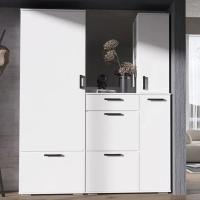 Прихожая комплект "НИКА" Белый гладкий Набор, со шкафом, узкая, с тумбой, с зеркалом, в коридор / ширина 140 см