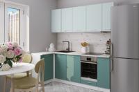 Кухонный гарнитур Асая прайм 400 1100*2000, Цвет Сумерки/Бензин, ширина 110 см * 200 см, с навесными шкафами, с выдвижными ящиками, с тумбой под мойку