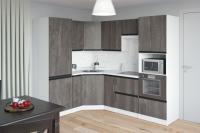Кухонный гарнитур Ноктюрн оптима 1800*2400, цвет Бетон темный, угловой, модульный, со столешницей, с полками, с выдвижными ящиками
