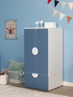 Шкаф распашной Пикси, с двумя дверьми, полкой и одним выдвижным ящиком 60х57х120, озорной василек, ширина 60 см, невысокий голубой со штангой в детскую, напольный