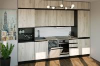 Кухонный гарнитур Равенна люкс 3000, Цвет Дуб браун, ширина 300 см, с навесными шкафами, с выдвижными ящиками, с полками, с тумбой под мойку