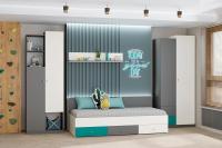 Молодежная Клео набор 1 Графит Миндаль Океан, ширина 360 см, комплект мебели, в подростковую, в детскую, в спальню