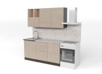 Кухонный гарнитур Надежда стандарт 4 1600, цвет Дуб сонома/Карамель, ширина 160 см, прямой, со столешницей, модульный, открытые и закрытые модули, с выдвижными ящиками