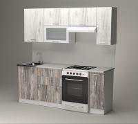 Кухонный гарнитур Инна ультра 2000, Цвет Пайн белый/Пайн экзотик, ширина 200 см, с навесными шкафами, с выдвижными ящиками, с тумбой под мойку