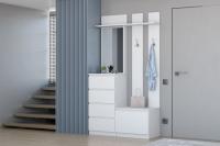 Вешалка 2 Кэт 1 Белый ЛДСП, ширина 110 см, вешалка для одежды, в прихожую, обувница