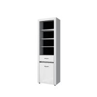 WHITEBLACK, Шкаф открытый 1D1S. Цвет БЕЛЫЙ / БЕЛЫЙ ГЛЯНЕЦ