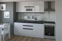 Кухонный гарнитур Лотос макси 2 1800, цвет Белый глянец, ширина 180 см, модульная, со столешницей, прямой, с выдвижными ящиками, с полками