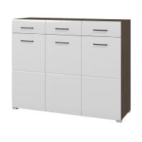 Комод Ненси, цвет Венге/Белый глянец ширина 120 см, с полками и выдвижными ящиками, в спальню