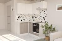 Кухонный гарнитур Терция мега прайм 1200*1600, цвет Белый глянец/Бетон светлый, с ящиками, с полками