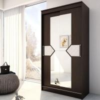 Шкаф-купе Николь 2 ширина 117 см Венге / Лиственница светлая, для одежды, большой, высота 220 см, высокий