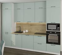 Кухонный гарнитур Лиора экстра 2 3000мм прямая ,ширина 300см,цвет сумерки/белый/Дуб бунратти, с пеналом под холодильник,пенал под бытовую технику,выдвижными ящиками