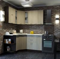 Кухонный гарнитур Светлана оптима 1500*1800мм угловая ширина 150*180см цвет Ясень шимо светлый/Берилл бежевый/венге с ящиками, подъемными дверками,витринами